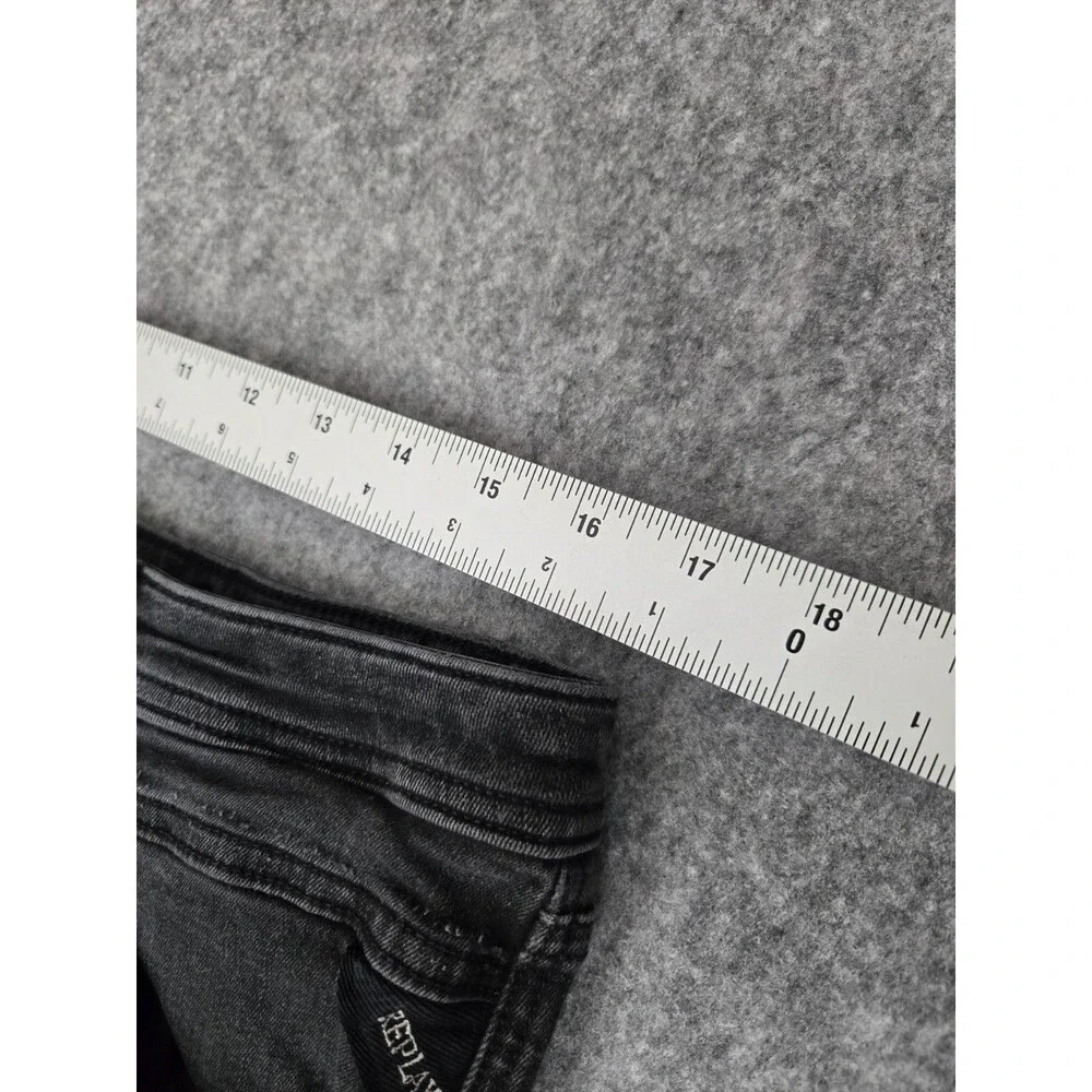 Replay PILAR Jeans Men 32x32 Black HYPERFLEX Slim Fit Stretch Logo Button Fly